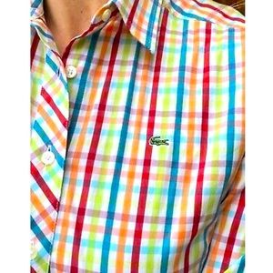 Lacoste Women’s Size 38 multi colored plaid button down